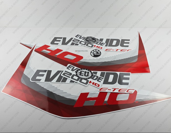 Evinrude 200HP E-tec HO 2011-2014 White Cowl Outboard Decal Kit